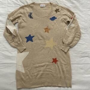 Tsumori Chisato tan sequin embroidered galaxy sweater dress